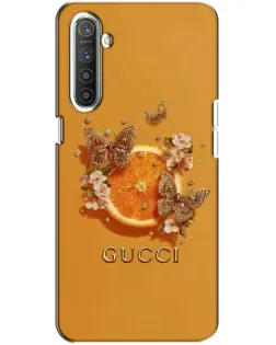 Чехол для Realme XT с картинкой «Gucci — золотые бабочки»