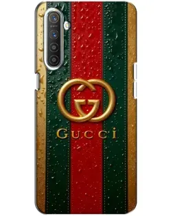 Чехол для Realme XT с картинкой «Gucci — фирменная полоса и золото»