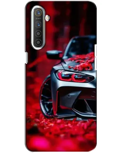 Чехол для Realme XT с картинкой «Спортивная BMW и цветы»