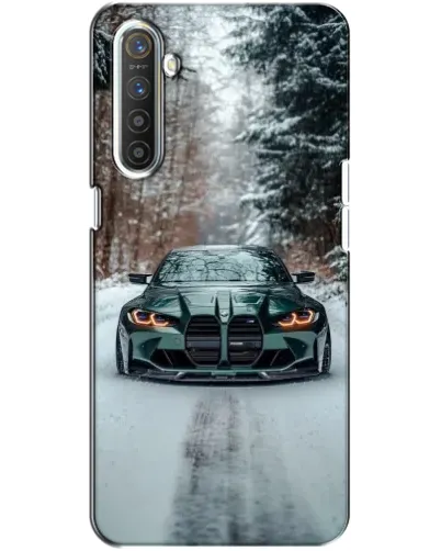 Чехол для Realme XT с картинкой «BMW в зимнем лесу»