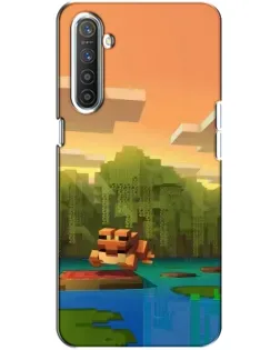 Чехол для Realme XT с картинкой «Майнкрафт закат солнца»