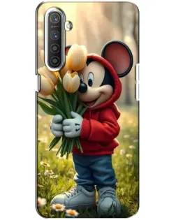 Чехол для Realme XT с картинкой «Микки с тюльпанами»