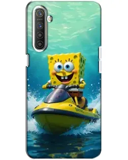 Чехол для Realme XT с картинкой «Спанч Боб на гидроцикле»