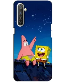Чехол для Realme XT с картинкой «Губка Боб и Патрик ночью»