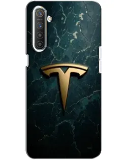 Чехол для Realme XT с картинкой «Мраморная Tesla Gold»