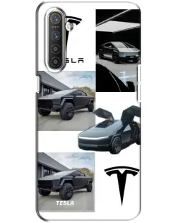 Чехол для Realme XT с картинкой «Коллаж Cybertruck Tesla»