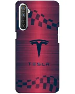 Чехол для Realme XT с картинкой «Тесла красный карбон»