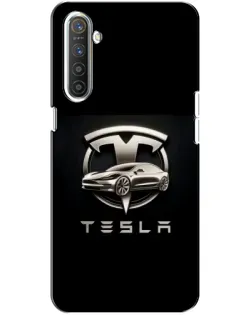 Чехол для Realme XT с картинкой «Tesla — серебристое авто»