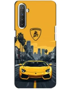 Чехол для Realme XT с картинкой «Желтый Lamborghini город»