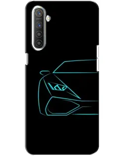 Чехол для Realme XT с картинкой «Голубой силуэт Lamborghini»