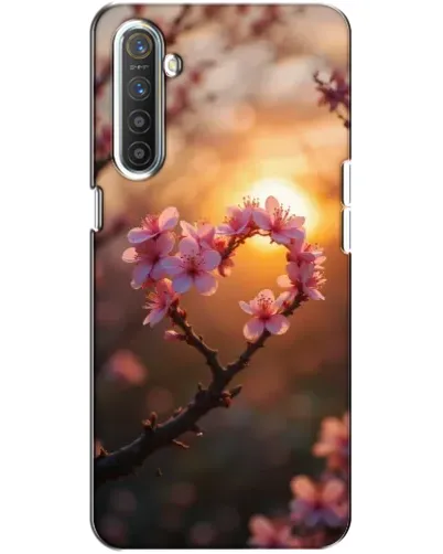Чехол для Realme XT с картинкой «Розовый цвет сердце на фоне заката» Чехол для Realme XT с картинкой «Розовый цвет сердце на фоне заката»