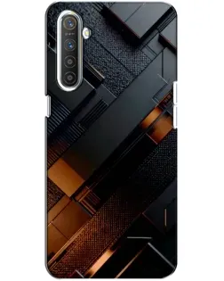 Чехол для Realme XT с картинкой «Черные геометрические блоки»