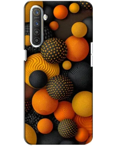 Чехол для Realme XT с картинкой «Объемные оранжевые сферы»