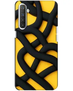 Чехол для Realme XT с картинкой «Черное желтое переплетение»