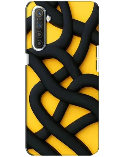 Чехол для Realme XT с картинкой «Черное желтое переплетение»