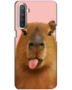 Чехол для Realme XT с картинкой «Капибара с языком»