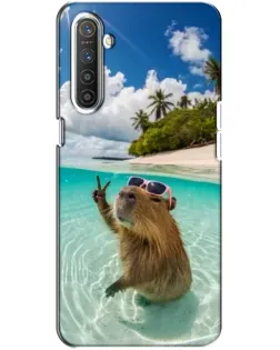 Чехол для Realme XT с картинкой «Капибара на море»
