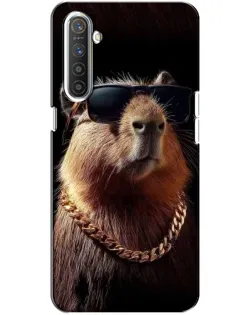 Чехол для Realme XT с картинкой «Капибара золотая цепь»