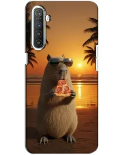 Чехол для Realme XT с картинкой «Капибара с пиццей»