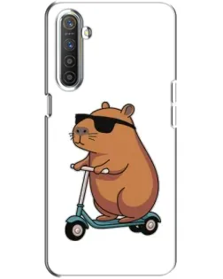 Чехол для Realme XT с картинкой «Капибара на самокате»