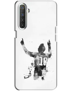 Чехол для Realme XT с картинкой «Черно-белый силуэт Месси»
