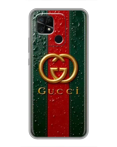 Чехол для Xiaomi Redmi 10C с картинкой «Gucci — фирменная полоса и золото» Чехол для Xiaomi Redmi 10C с картинкой «Gucci — фирменная полоса и золото»