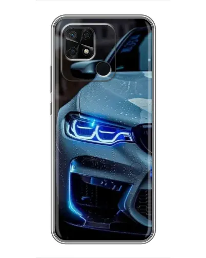 Чохол для Xiaomi Redmi 10C з картинкою «Погляд BMW з синіми фарами»