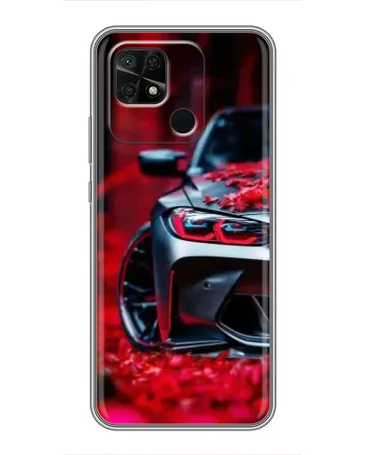 Чохол для Xiaomi Redmi 10C з картинкою «Спортивна BMW та квіти»