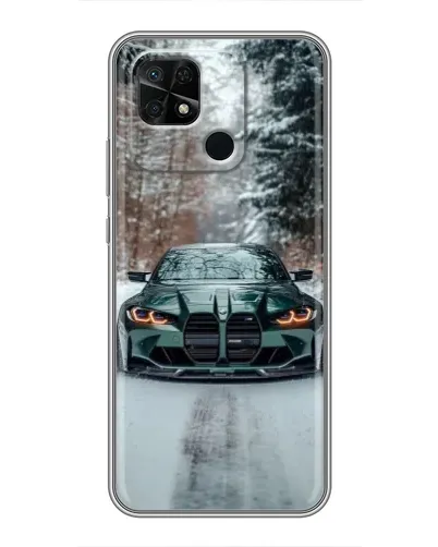 Чохол для Xiaomi Redmi 10C з картинкою «BMW у зимовому лісі»