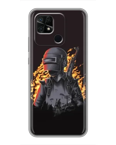 Чохол для Xiaomi Redmi 10C з картинкою «PUBG — вогняний силует»