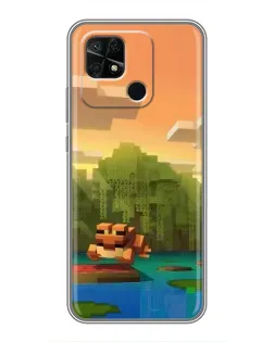 Чохол для Xiaomi Redmi 10C з картинкою «Майнкрафт захід сонця»