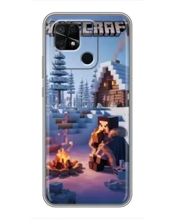 Чохол для Xiaomi Redmi 10C з картинкою «Зимовий Minecraft»