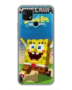 Чохол для Xiaomi Redmi 10C з картинкою «Губка Боб Minecraft»