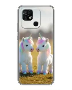 Чехол для Xiaomi Redmi 10C с картинкой «Пара единорогов»
