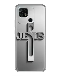 Чехол для Xiaomi Redmi 10C с картинкой «Металлический крест Jesus»