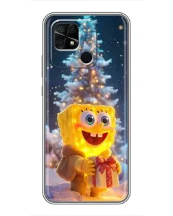 Чехол для Xiaomi Redmi 10C с картинкой «Рождественский Спанч Боб»