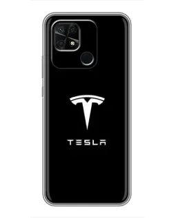 Чехол для Xiaomi Redmi 10C с картинкой «Tesla White Logo»