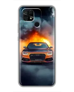 Чохол для Xiaomi Redmi 10C з картинкою «Audi у вогняному диму»