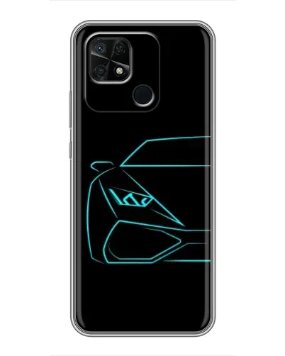 Чохол для Xiaomi Redmi 10C з картинкою «Блакитний силует Lamborghini»