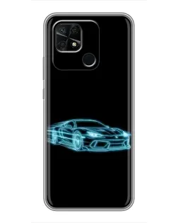 Чохол для Xiaomi Redmi 10C з картинкою «Неоновий контур Lamborghini»