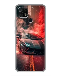 Чохол для Xiaomi Redmi 10C з картинкою «Lamborghini червоний дим»
