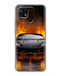 Чохол для Xiaomi Redmi 10C з картинкою «Lamborghini у вогні»