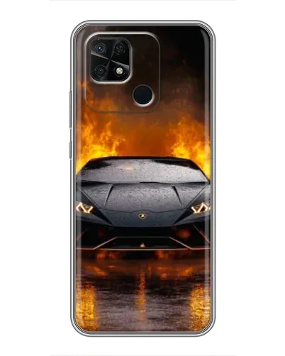 Чохол для Xiaomi Redmi 10C з картинкою «Lamborghini у вогні»