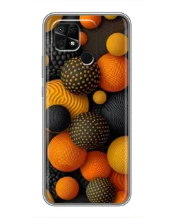 Чохол для Xiaomi Redmi 10C з картинкою «Об'ємні помаранчеві сфери»