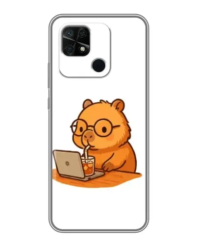 Чохол для Xiaomi Redmi 10C з картинкою «Капібара з ноутбуком»