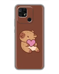 Чохол для Xiaomi Redmi 10C з картинкою «Капібара з серцем»