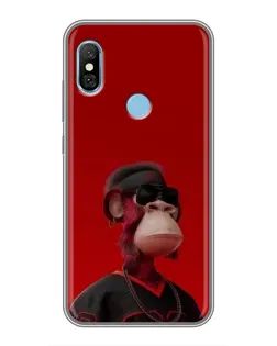 Чехол для Xiaomi Redmi 6 pro с картинкой «Bored Ape в красном»