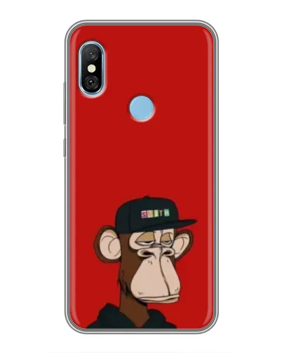 Чехол для Xiaomi Redmi 6 pro с картинкой «Bored Ape — красный фон»