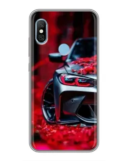 Чохол для Xiaomi Redmi 6 pro з картинкою «Спортивна BMW та квіти»