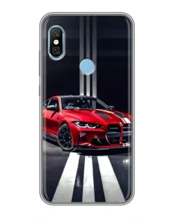 Чохол для Xiaomi Redmi 6 pro з картинкою «Червона BMW на дорозі»